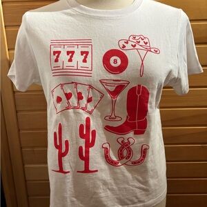 Womens White T-Shirt with Red Western Graphics